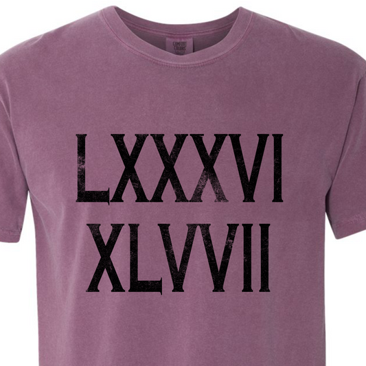 8647 Roman Numerals *Distressed* Tee
